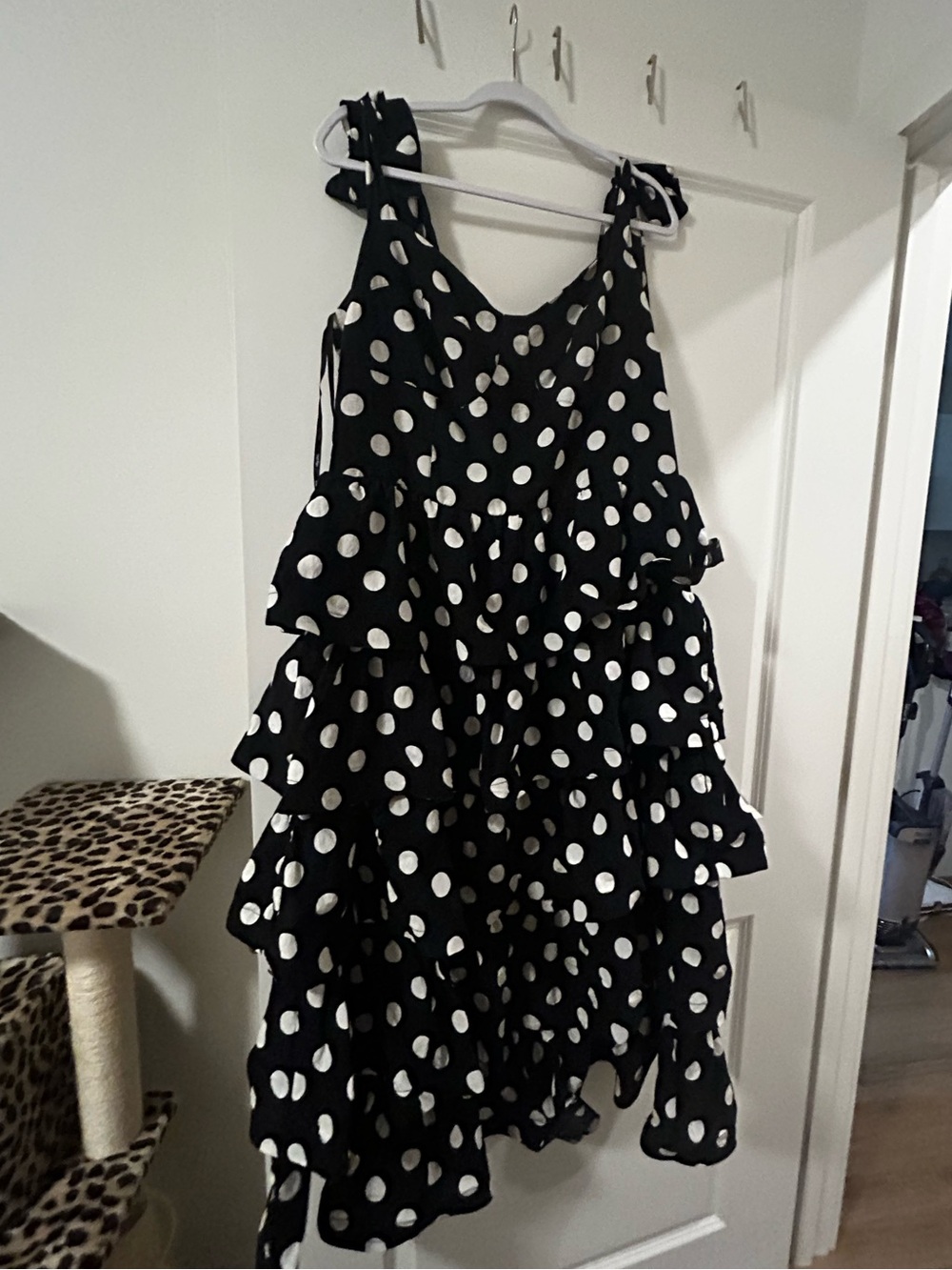 City Chic Black & White Polka Dot Tiered Maxi Dress